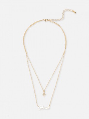 Primark Gold Tone Layered Star Sign Necklace Kettingen Dames Rood | Nederland 98651-AWGV