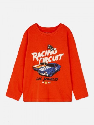 Primark Grafische Long Sleeve T-shirts Jongens Rood | Nederland 72049-KURP