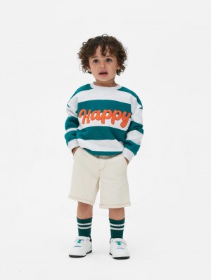 Primark Happy Appliqué Gestreept Sweatshirt Jongens Grijs | Nederland 28056-KQOB