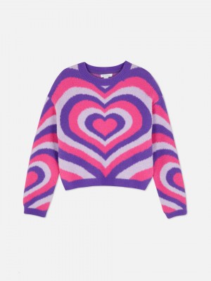 Primark Heart Pattern Fluffy Truien Meisjes Gekleurd | Nederland 16894-WSXR