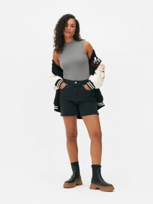 Primark High Neck Narrow Rib Bodysuit Dames Donkergrijs | Nederland 60945-KIYT