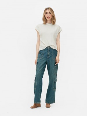 Primark Kort Sleeve Rib T-shirts Dames Wit | Nederland 80631-HBMR