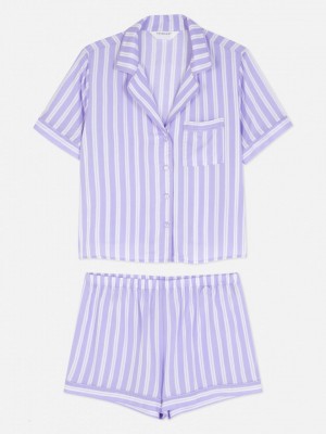 Primark Kort Sleeve and Pajama Set Pyjama Dames Paars | Nederland 14935-ABYM