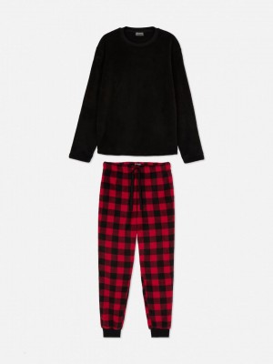 Primark Long Fleece Pyjama Heren Rood | Nederland 09812-EVON