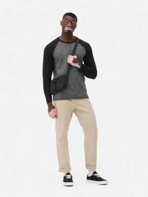 Primark Long Sleeve Baseball T-shirts Heren Zwart | Nederland 32758-MPCR