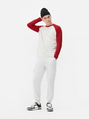 Primark Long Sleeve Baseball T-shirts Heren Rood | Nederland 18653-NAWQ