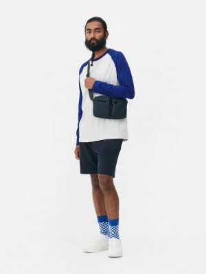 Primark Long Sleeve Baseball T-shirts Heren Diepblauw | Nederland 74893-VEUF