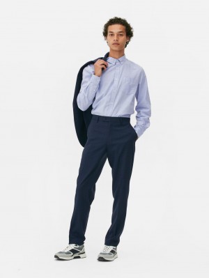 Primark Long Sleeve Button Down Overhemd Heren Blauw | Nederland 93725-YUBF