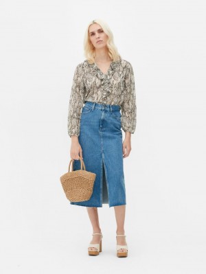 Primark Long Sleeve Ruffle Blouse Dames Gekleurd | Nederland 01849-NBUA