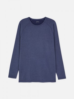 Primark Long Sleeve Thermal T-shirts Heren Donkerblauw | Nederland 82745-ITHM