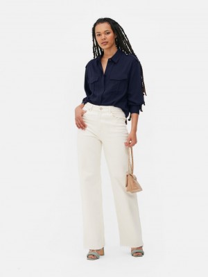 Primark Long Sleeve Utility Overhemd Dames Donkerblauw | Nederland 89502-MKAZ