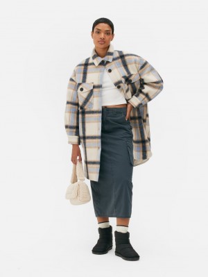 Primark Longline Check Shacket Jas Dames Blauw | Nederland 23197-EWZO