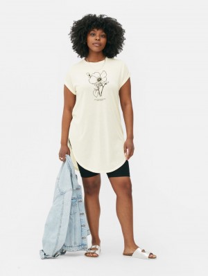 Primark Longline Printed T-shirts Dames Wit | Nederland 46932-ABCU