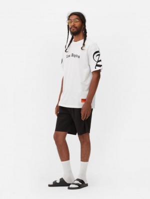 Primark Los Angeles Lettering Grafische T-shirts Heren Wit | Nederland 02576-LBON