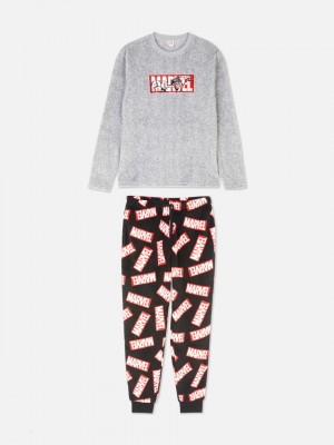 Primark Marvel Logo Fleece Pajama Set Pyjama Heren Grijs | Nederland 43192-ICJS