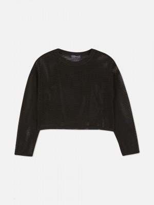 Primark Mesh Long Sleeve T-shirts Meisjes Zwart | Nederland 27146-WFBY