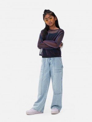 Primark Metallic Mesh T-shirts Meisjes Paars | Nederland 02849-NPUI