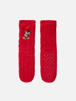 Primark Mickey Mouse and Minnie Mouse Cable Knit Sokken Dames Rood | Nederland 47280-CYXW