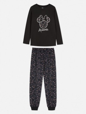 Primark Minnie Mouse Leopard Pajama Set Pyjama Meisjes Zwart | Nederland 80594-UYEQ