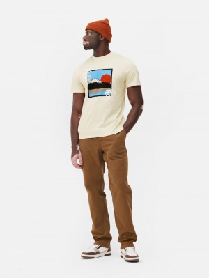 Primark Mount Fuji Sunrise Grafische T-shirts Heren Wit | Nederland 71346-SFPJ