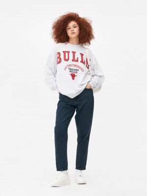 Primark NBA Chicago Bulls Oversized Sweatshirt Dames Grijs | Nederland 97648-JTYD