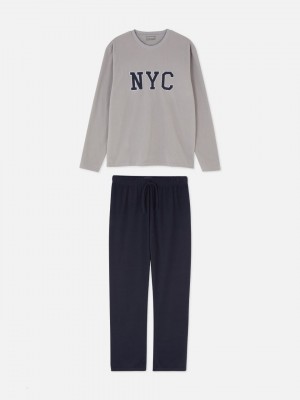 Primark NYC Pyjama Heren Grijs | Nederland 64372-RJWK