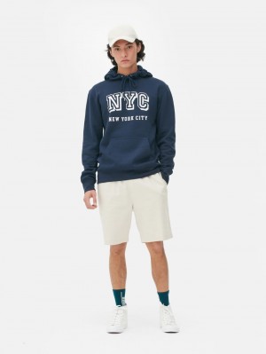 Primark New York City Print Hoodie Heren Donkerblauw | Nederland 20974-EUSA
