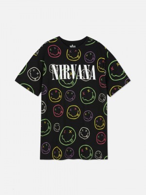 Primark Nirvana Oversized Sleep T-shirts Dames Zwart | Nederland 23619-VPXM
