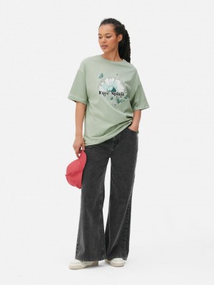 Primark Oversized Beach T-shirts Dames Lichtgroen | Nederland 52869-DLGM