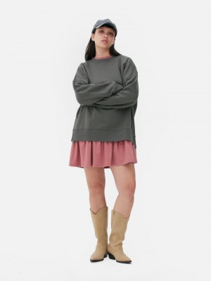 Primark Oversized Crew Sweatshirt Dames Donkergrijs | Nederland 05496-QASE
