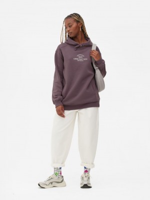 Primark Oversized Embroidered Hoodie Dames Paars | Nederland 76502-GHYA