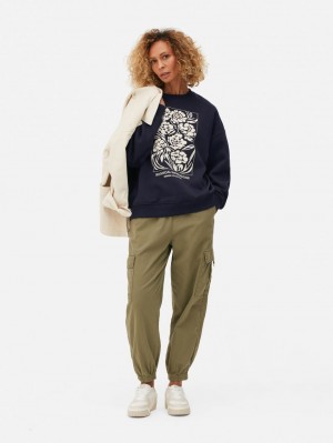 Primark Oversized Print Truien Dames Donkerblauw | Nederland 63297-VPAY