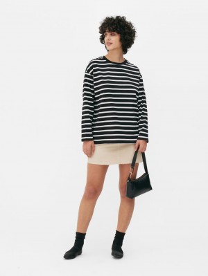 Primark Oversized Stripe T-shirts Dames Zwart Wit | Nederland 29703-IGKW