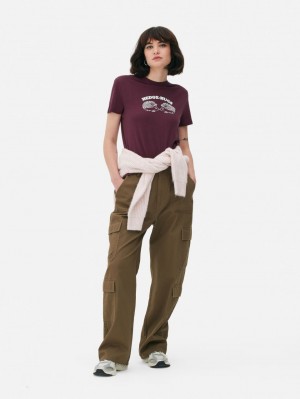 Primark Pattern Crew T-shirts Dames Bordeaux | Nederland 09387-ZXTG