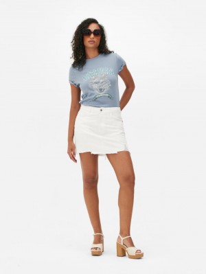 Primark Pattern Crew T-shirts Dames Lichtblauw | Nederland 40357-VIXZ