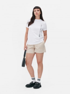 Primark Pattern Crew T-shirts Dames Wit | Nederland 53146-FXCQ