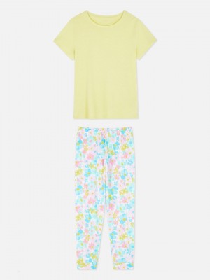 Primark Patterned Pajama Set Pyjama Dames Geel | Nederland 02475-CRBL