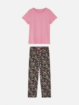 Primark Patterned Pajama Set Pyjama Dames Zwart | Nederland 89435-LIWT