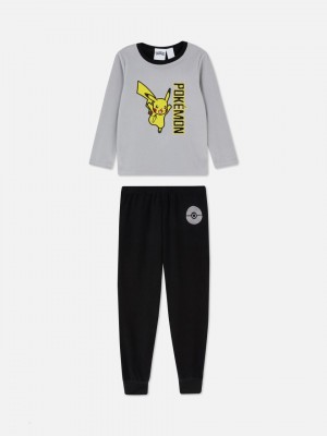 Primark Pokémon Print Fleece Pajama Set Pyjama Jongens Grijs | Nederland 50192-XUIE