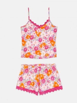 Primark Print Cami and Pajama Set Pyjama Dames Roze | Nederland 31984-IQUC