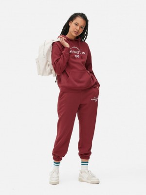 Primark Printed Long Sleeve Hoodie Dames Donkerrood | Nederland 98670-GCPX