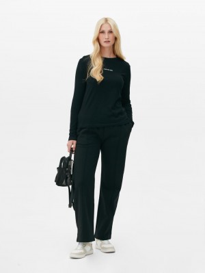Primark Printed Long Sleeve Katoenen T-shirts Dames Zwart | Nederland 41568-RKZJ