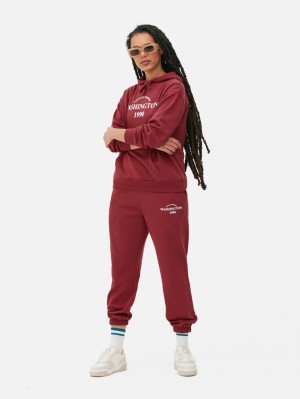 Primark Printed Regular Fit Joggingbroeken Dames Donkerrood | Nederland 43827-IMGQ