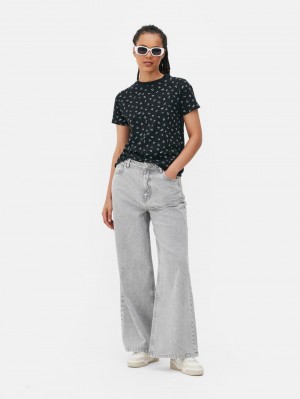 Primark Printed T-shirts Dames Zwart | Nederland 24071-GBOC