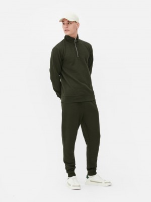 Primark Quarter-Zip Gewatteerd Sweatshirt Heren Olijfgroen | Nederland 12047-BWVQ