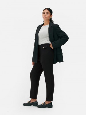 Primark Rechtdoor Leg Button Broek Dames Zwart | Nederland 39658-AQKB