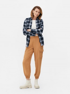 Primark Relaxed Fit Check Overhemd Dames Donkerblauw | Nederland 41980-JETY