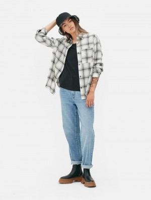 Primark Relaxed Fit Check Overhemd Dames Wit | Nederland 54816-CDRJ
