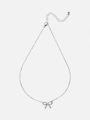 Primark Rhinestone Bow Pendant Kettingen Dames Wit | Nederland 74015-TVCQ