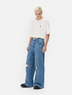 Primark Rita Ora Brede Leg Ripped Jeans Dames Blauw | Nederland 18624-ELIR